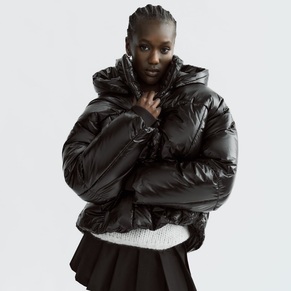 NWT Zara WATER REPELLENT PUFFER ANORAK Jacket Black Size M